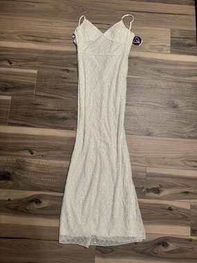 Windsor White Sequin and Ornate Bead Mesh Informal Wedding Formal Gown